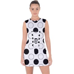 Abstract-polkadot 03 Lace Up Front Bodycon Dress