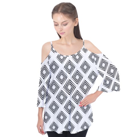 Abstract-box-white Flutter Sleeve Tee  by nate14shop