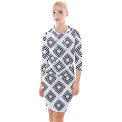 Abstract-box-white Quarter Sleeve Hood Bodycon Dress by nate14shop