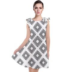 Abstract-box-white Tie Up Tunic Dress by nate14shop