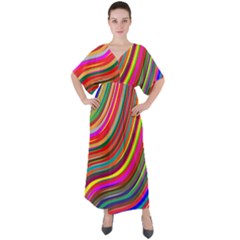 Abstract-calorfull V-neck Boho Style Maxi Dress by nate14shop