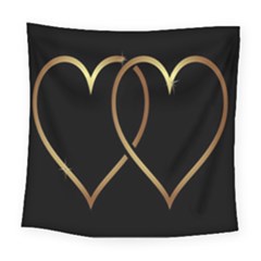 A-heart-black-gold Square Tapestry (large) by nate14shop