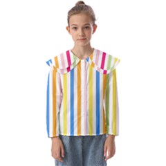 Stripes-lines-calorfull Kids  Peter Pan Collar Blouse by nate14shop