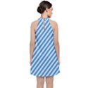 Stripes-lines Blue Velvet Halter Neckline Dress  View2