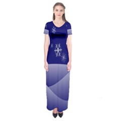 Snowflakes Short Sleeve Maxi Dress by nate14shop