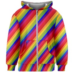 Rainbow-lines Kids  Zipper Hoodie Without Drawstring by nate14shop