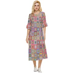 Retro Double Cuff Midi Dress by nate14shop