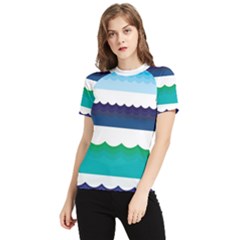 Water-border Women s Short Sleeve Rash Guard by nate14shop