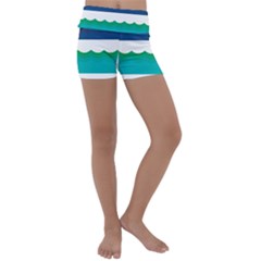 Water-border Kids  Lightweight Velour Yoga Shorts by nate14shop