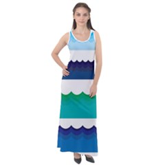 Water-border Sleeveless Velour Maxi Dress