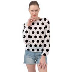 Polkadots White Banded Bottom Chiffon Top by nate14shop