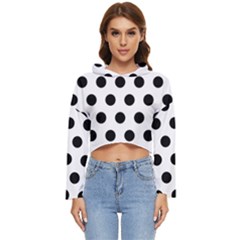 Polkadots White Women s Lightweight Cropped Hoodie by nate14shop