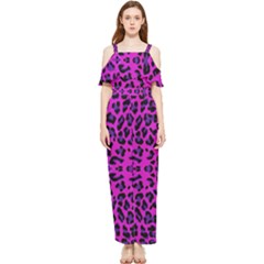 Pattern-tiger-purple Draped Sleeveless Chiffon Jumpsuit by nate14shop