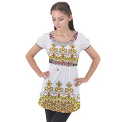 IM Fourth Dimension Colour 4 Puff Sleeve Tunic Top