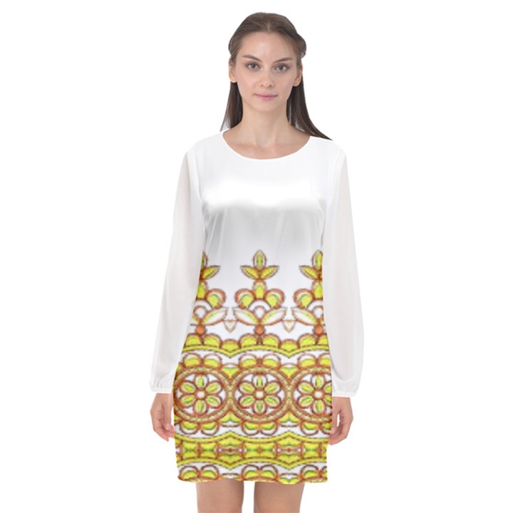 IM Fourth Dimension Colour 4 Long Sleeve Chiffon Shift Dress 