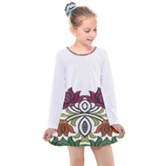 Im Fourth Dimension Colour 3 Kids  Long Sleeve Dress