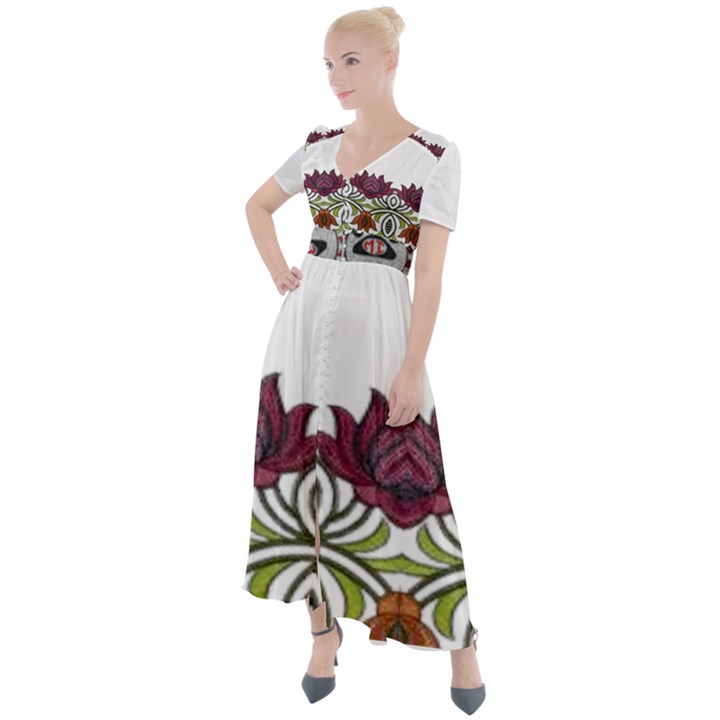 IM Fourth Dimension Colour 3 Button Up Short Sleeve Maxi Dress