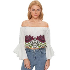 Im Fourth Dimension Colour 3 Off Shoulder Flutter Bell Sleeve Top