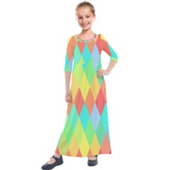 Low-poly Kids  Quarter Sleeve Maxi Dress by nate14shop