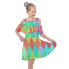 Low-poly Kids  Shoulder Cutout Chiffon Dress by nate14shop