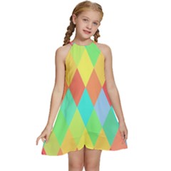 Low-poly Kids  Halter Collar Waist Tie Chiffon Dress by nate14shop