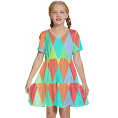 Low-poly Kids  Short Sleeve Tiered Mini Dress by nate14shop