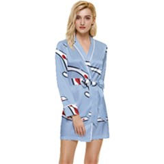 Koi-pattern Long Sleeve Satin Robe