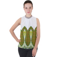 Im Fourth Dimension Colour 5 Mock Neck Chiffon Sleeveless Top