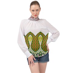 Im Fourth Dimension Colour 5 High Neck Long Sleeve Chiffon Top