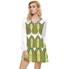 Im Fourth Dimension Colour 5 Tiered Long Sleeve Mini Dress