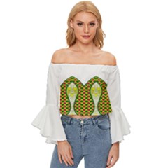 Im Fourth Dimension Colour 5 Off Shoulder Flutter Bell Sleeve Top