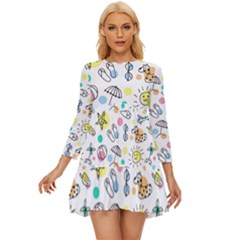 Doodle Long Sleeve Babydoll Dress by nate14shop