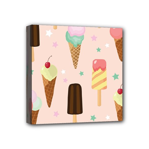 Cute-pink-ice-cream-and-candy-seamless-pattern-vector Mini Canvas 4  X 4  (stretched) by nate14shop