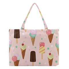 Cute-pink-ice-cream-and-candy-seamless-pattern-vector Medium Tote Bag