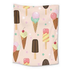 Cute-pink-ice-cream-and-candy-seamless-pattern-vector Medium Tapestry by nate14shop