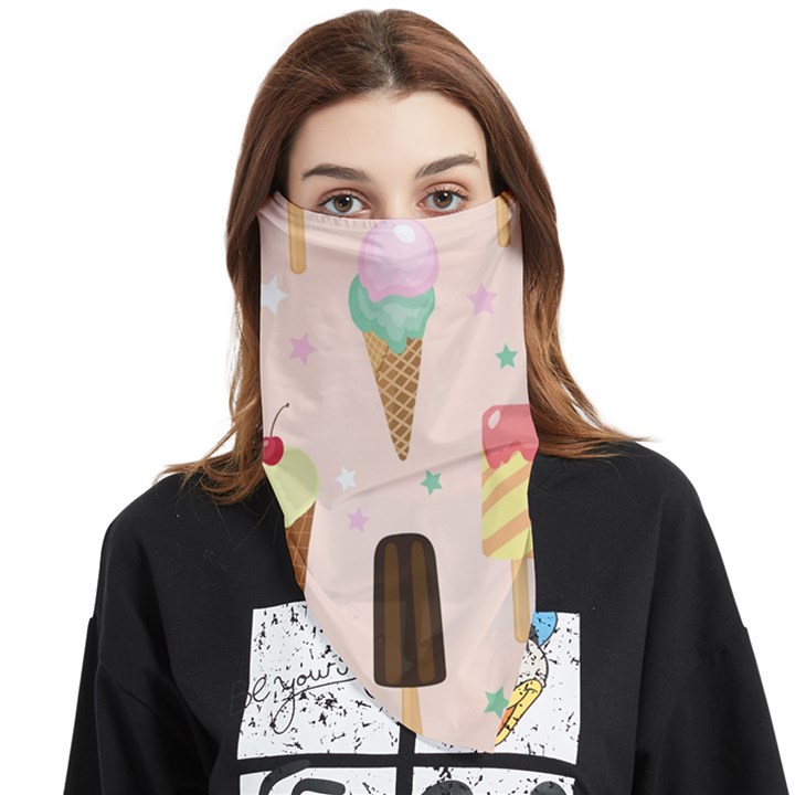 Cute-pink-ice-cream-and-candy-seamless-pattern-vector Face Covering Bandana (Triangle)