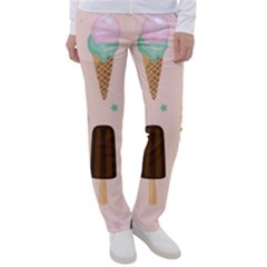 Cute-pink-ice-cream-and-candy-seamless-pattern-vector Women s Casual Pants by nate14shop