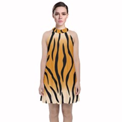 Animal-tiger Velvet Halter Neckline Dress  by nate14shop