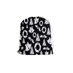 Backdrop-black-white,christmas Drawstring Pouch (medium) by nate14shop