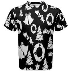 Backdrop-black-white,christmas Men s Cotton Tee by nate14shop