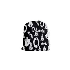 Backdrop-black-white,christmas Drawstring Pouch (xs) by nate14shop