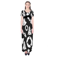 Backdrop-black-white,christmas Short Sleeve Maxi Dress by nate14shop