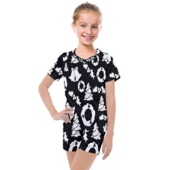 Backdrop-black-white,christmas Kids  Mesh Tee And Shorts Set