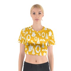 Backdrop-yellow-white Cotton Crop Top by nate14shop