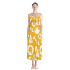 Backdrop-yellow-white Button Up Chiffon Maxi Dress by nate14shop