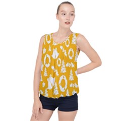 Backdrop-yellow-white Bubble Hem Chiffon Tank Top by nate14shop