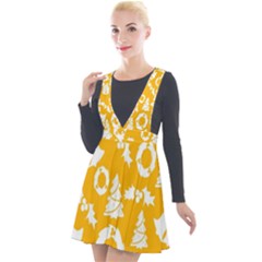 Backdrop-yellow-white Plunge Pinafore Velour Dress by nate14shop