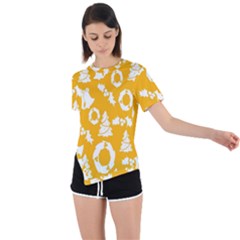 Backdrop-yellow-white Asymmetrical Short Sleeve Sports Tee by nate14shop