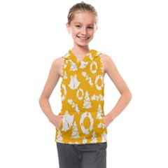 Backdrop-yellow-white Kids  Sleeveless Hoodie by nate14shop