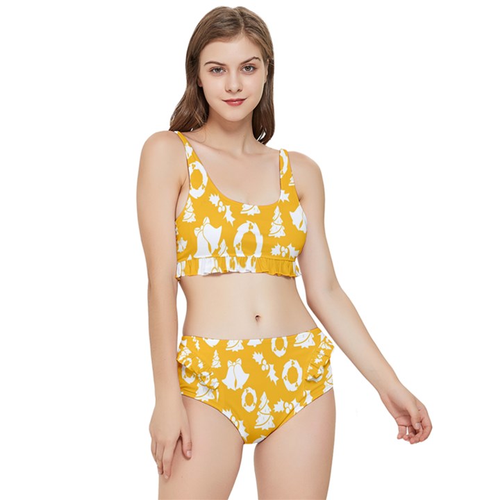 Backdrop-yellow-white Frilly Bikini Set